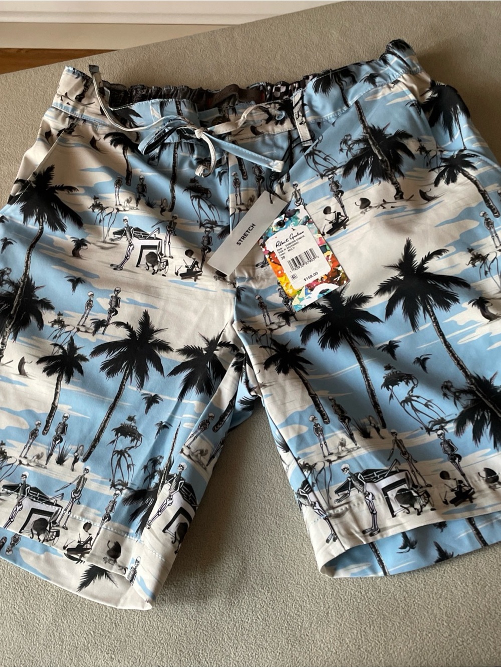 NEW Robert Graham Shorts Mens Size 30 Stretch Sunburn Sonata Blue $158
